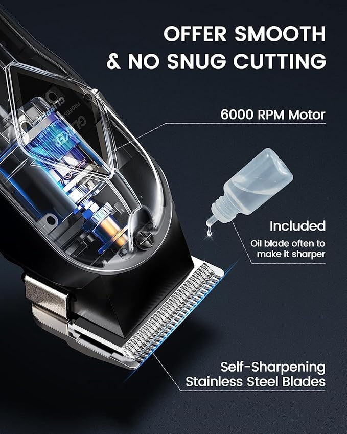 GLAKER Hair Clippers for Men Professional - Cordless Clippers and Trimmers Set, Complete Barber Kit for Hair Trimming & Beard Grooming, Mens Haircutting Kits for Blending & Fade Cuts