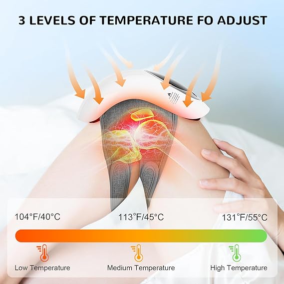 ADAK Knee Massager, Cordless Knee Massager with Multi-Function Screen, Physical Heating and Vibration Function, Best Product for A Comforting Massage