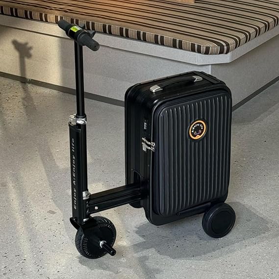 Smart Riding Luggage, 20 inch Boarding Suitcase, Electric Suitcase Scooter with Removable Battery, Load 110Kg, USB Charging Ports, for Adults Travel Storage Case silver