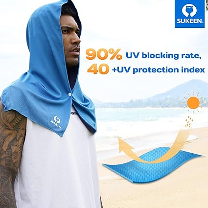 Sukeen Cooling Hoodie Towel, Absorbent Quick-Drying Cooling Towels for Neck and Face, UV Sun Protection Cooling Neck Wraps Sport Head Cooling Towel Hot Weather