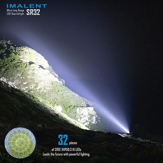 IMALENT SR32 Brightest Flashlight 120000 Lumens, 32 Extremely Bright XHP 50.3 hi LEDs up, PD 100W Fast Charging, OLED display