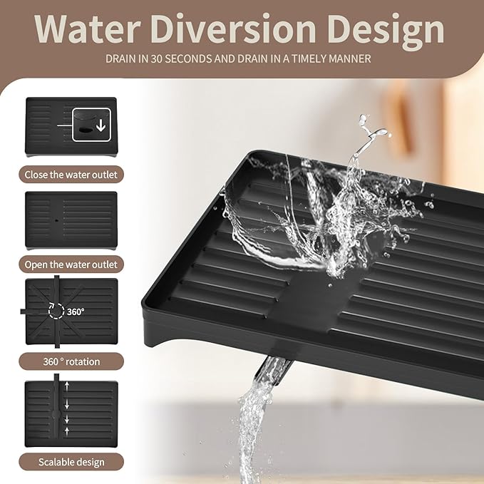 ADAK Dish Rack, Dish Drainers for Kitchen Counter, 2 Tier Dish Holder, Dish Draining Stand Rack with Water Guide Design for Bowls, Chopsticks, Dishes