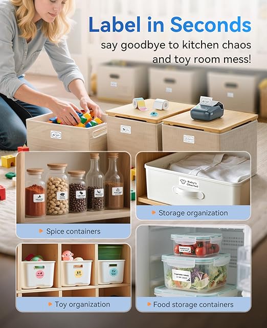 NIIMBOT B1 Label Maker with Auto Identification,2 Inch Bluetooth Portable Label Printer Easy to Use for Office, Home, Business (with 2x1.18 inch Label)