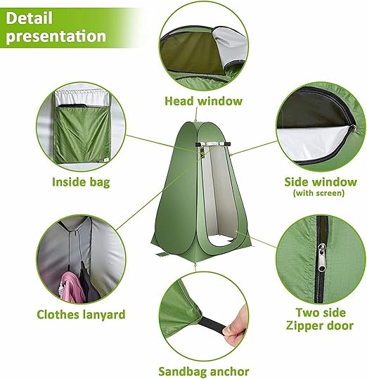 ADAK Outdoor Changing Clothes Tent, Pop Up Shower, Portable Folding Toilet With Carry Bag, Beach Dressing Room, Suitable for Camping/Beach