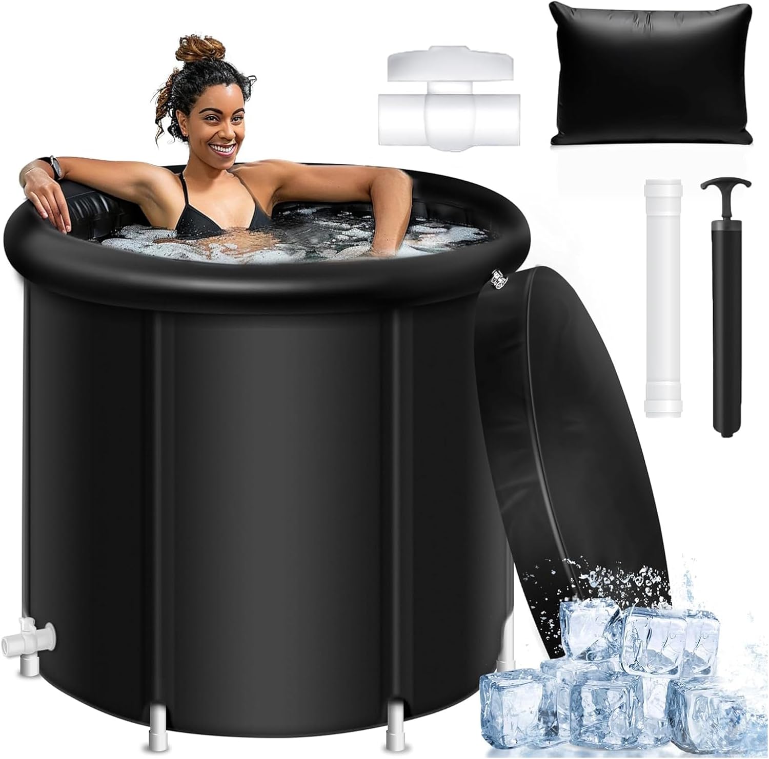 ADAK 75 * 80cm Ice Bath Tub for Athletes, Ice Cold Plunge Tub for Recovery, Enhanced with Support Legs for Lightweight Durability and Stability