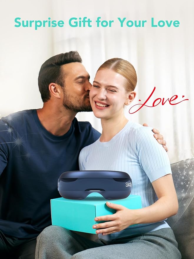 SKG Eye Massager with Heat, Bluetooth Heated Eye Massager for Migraines Relief with Vision Window Music, Soothing Eye Care