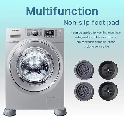 Sky-Touch 4Pcs Anti Vibration Pads For Washer Dryer Shock And Noise Cancellation, Washing Machine Stand To Prevent Shifting, Shaking Walking For Home, Gray