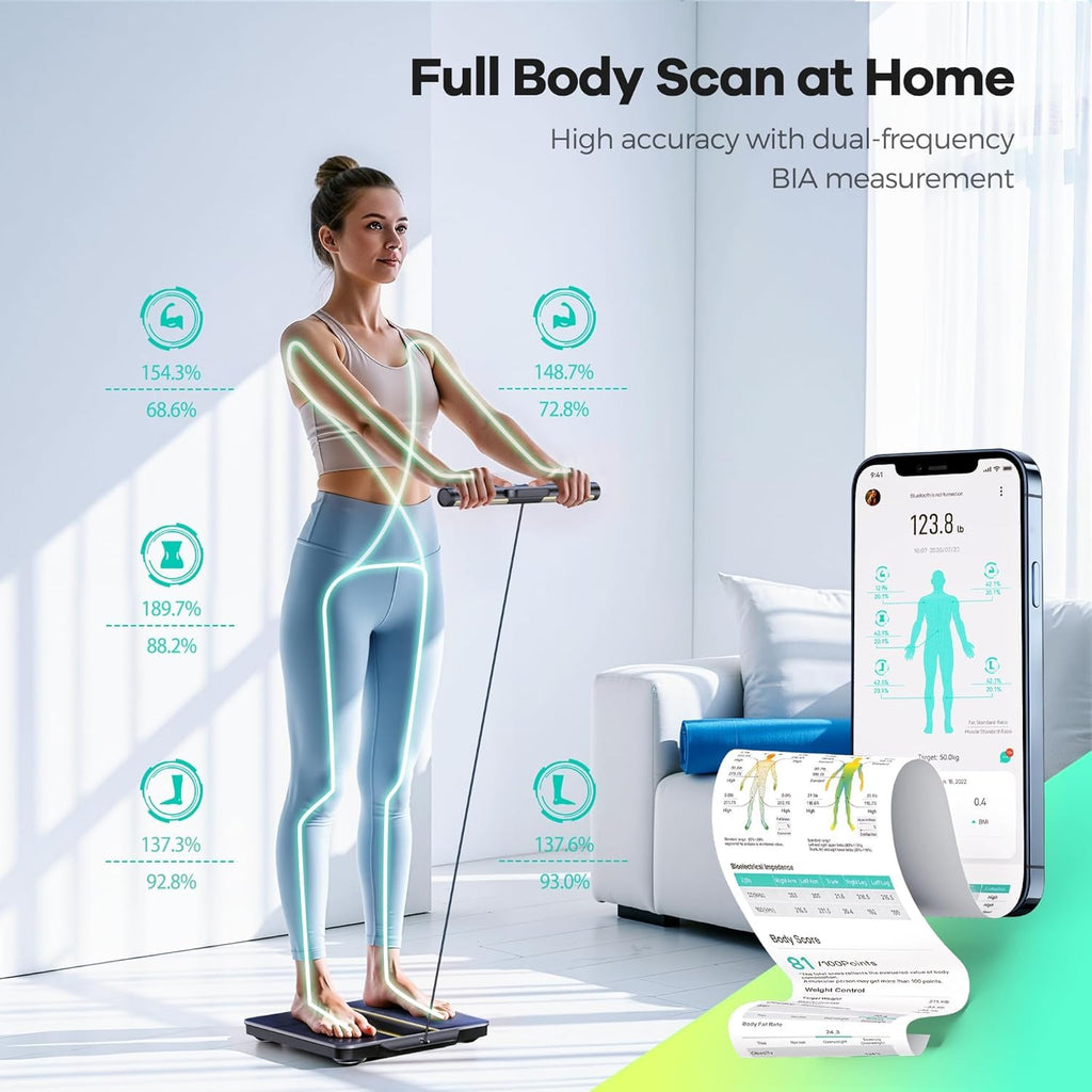 ADAK 8-Electrode Smart Body Fat Scale 2 PRO, Black, Glass, 30x30x2.7cm, Digital Bathroom Scale with BMI, 29 Body Composition Analyzer, Large LCD Display, Bluetooth App Sync, 400 lbs Capacity