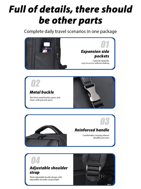 Men's Casual Solid Color Backpack with USB Port, Business Travel Backpack, Waterproof Computer Bag & 8 Pairs Sunglasses, Fashionable Large Capacity Backpack for Men