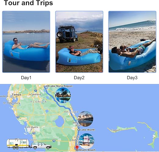 EDEUOEY Inflatable Lounger Air Sofa: Waterproof Beach Travel Outdoor Recliner Gift Filled Sleeping Accessories Blow Up Pouch Wind Inflatbale Bag Blowup Natures Hammock Folding Chair Camping Couch