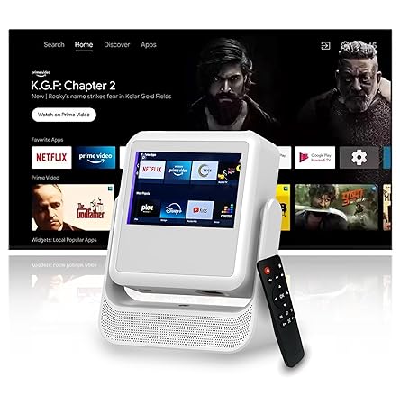 DEBONAIR Touch Play Full HD 1080p Smart Projector | World’s First Touchscreen with Auto (Focus+Screen Fit+Obstacle Avoidance) | Official Android | 11000 Lumens | HDMI USB| 10W Speaker Dual WiFi BT5.0