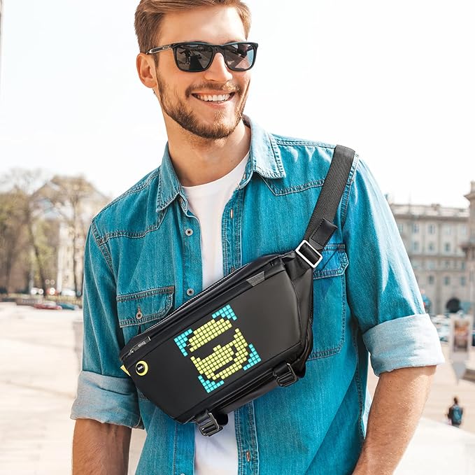 DIVOOM Pixoo Backpack LED Display Pixoo Art Setting App Connection Control Crossbody Shoulder Travel Backpack for Men Women