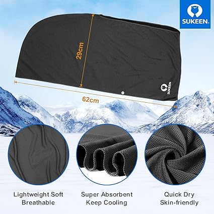 Sukeen Cooling Hoodie Towel, Absorbent Quick-Drying Cooling Towels for Neck and Face, UV Sun Protection Cooling Neck Wraps Sport Head Cooling Towel Hot Weather