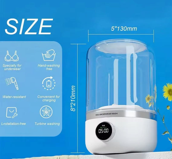 Ye02 Underwear Washer Machine, Mini Portable Washing Machine, Rechargeable Cordless Mini Washing Machine, 4000mAh, Travel Camping Washing Machine for Socks Underwear Camping Travel