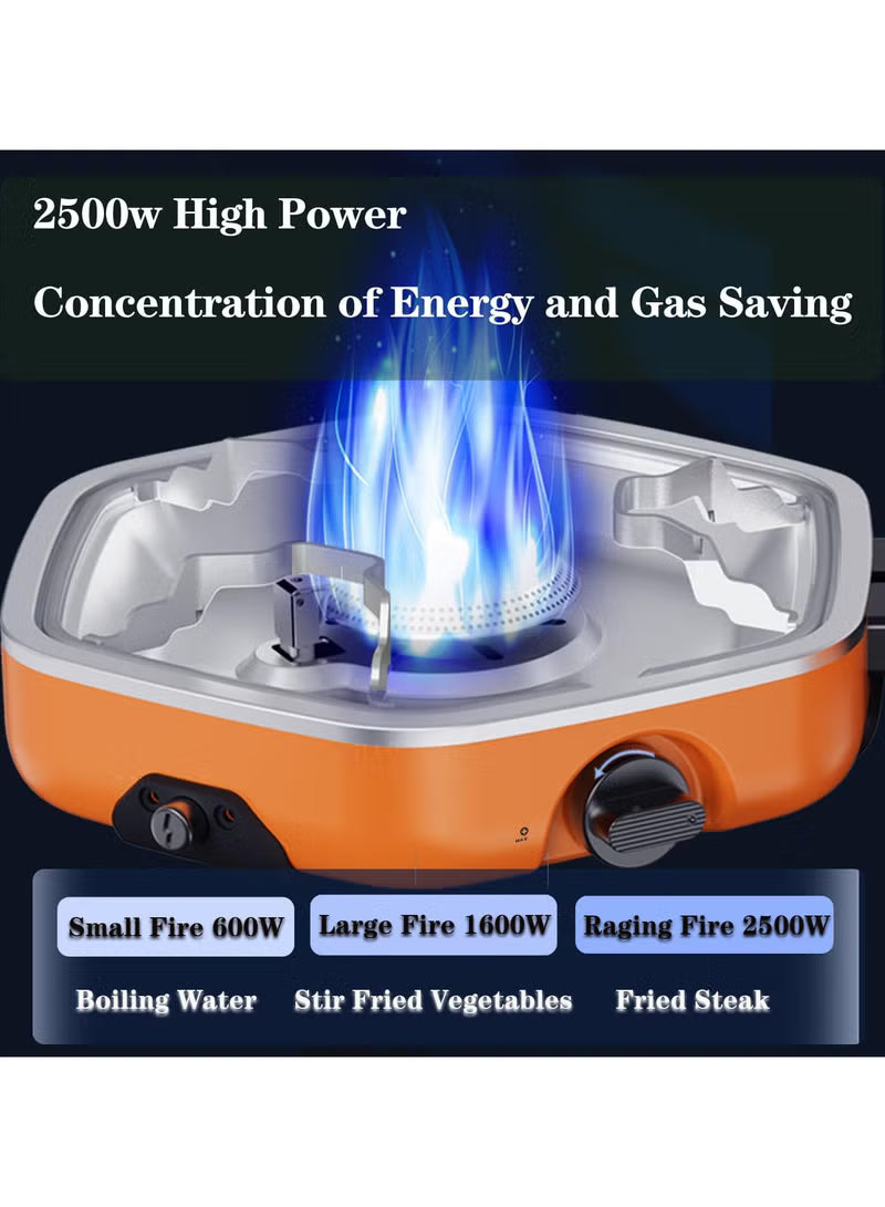 Foldable Camping Stove Portable Propane Camp Stove for Camping, Backpacking With 17,000 BTU 2 Adjustable Burners Piezo Ignition for Outdoor BBQ (Orange)