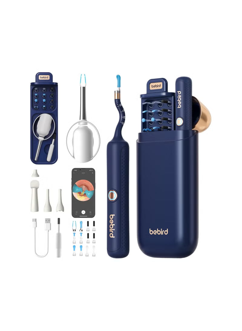 Earsight Plus: Ear Wax Removal Tool Camera & Light, Visual Earwax Cleaner with Cleaning Kit As Spade/Spoon/Picker/Tweezers Clean Ears for Family, Ear-Scope Wireless WiFi Connect (Dark Blue)