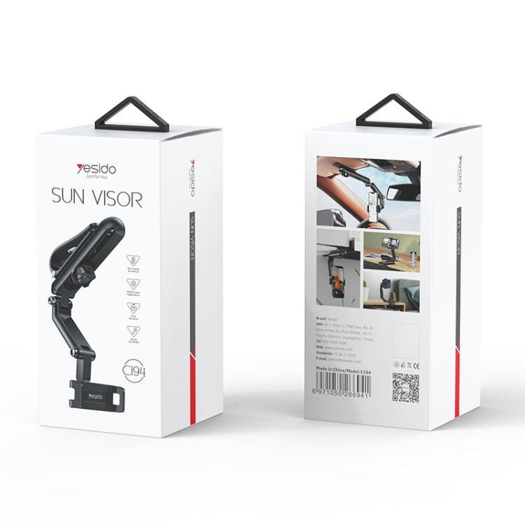 Car Sun Visor Phone Holder - Universal Clip, 360° Adjustable, Foldable Design with Non-Slip Silicone Pad