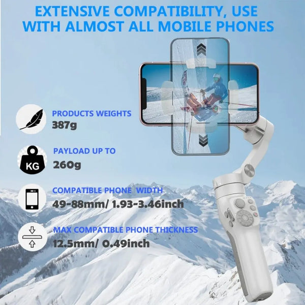 Feiyu Vimble 3, 3-Axis Gimbal Stabilizer Selfie Stick for iPhone, Samsung, Huawei - Handheld Smartphone Gimbal with Tripod