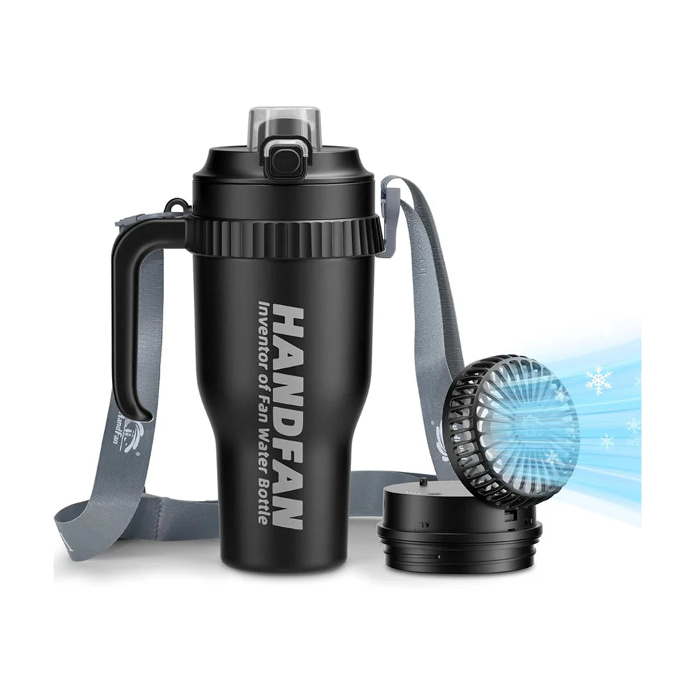 3-in-1 Insulated Sport & Gym Water Bottle with Portable Hand Fan M440 by HandFan