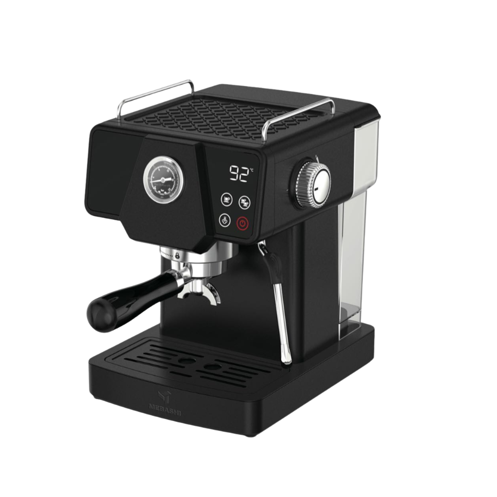 Mebashi™ Espresso Machine | Coffee Maker, Stainless Steal, 1.8L | 19 Bar Pressure, Milk Frother, Cappuccino, Latte Macchiato and Caffe Lungo Maker for Home and Office.