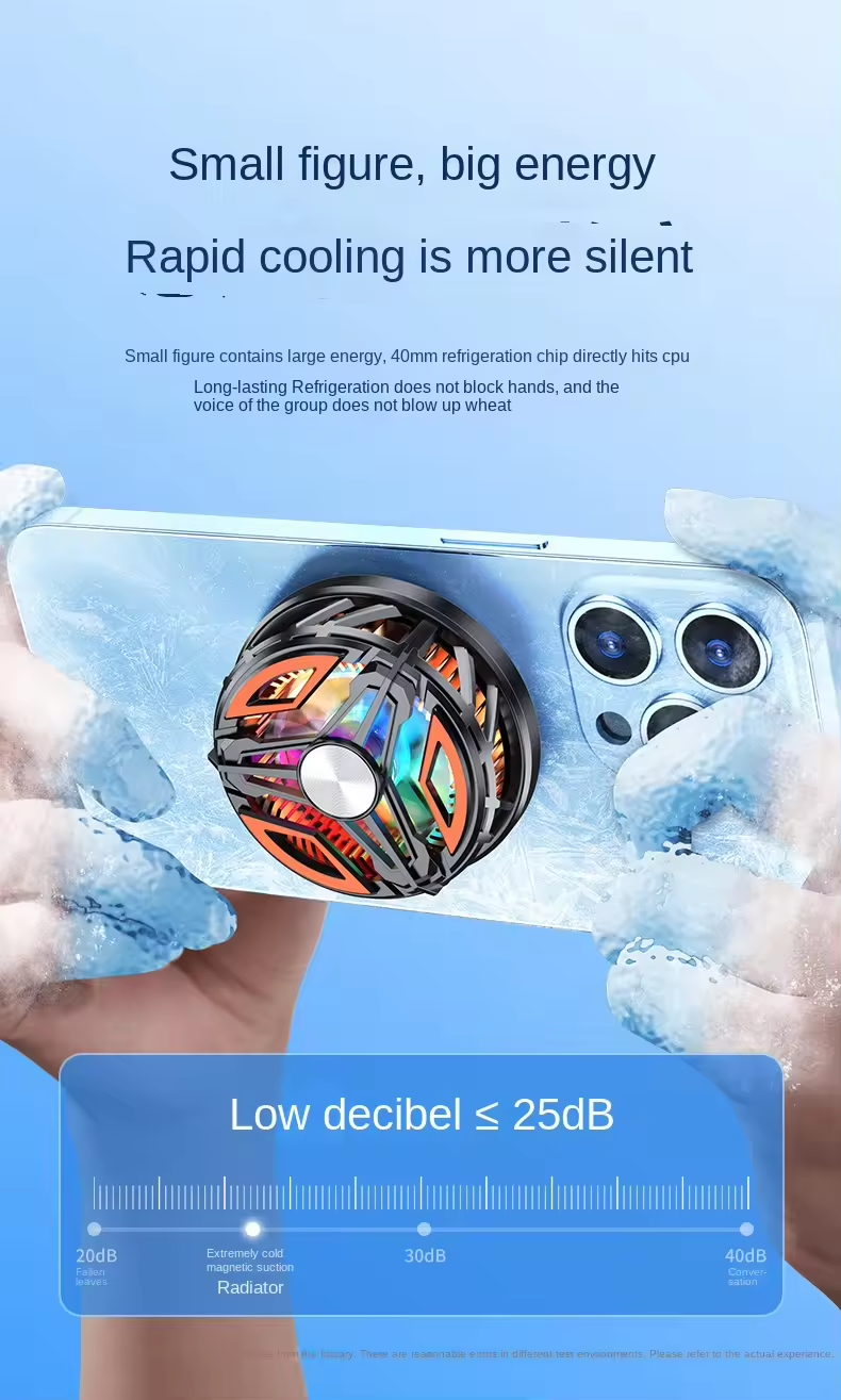 New Semiconductor Mobile Phone Cooler with Ice Cooling Feature, Silent Magnetic Suction for Live Streaming