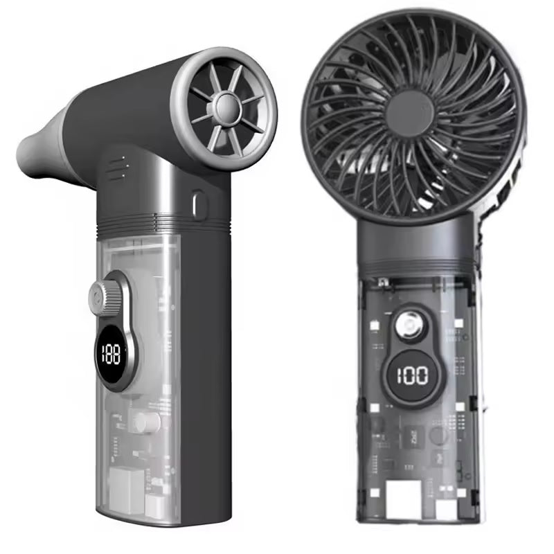 ADAK 2 in 1 Turbo Fan and Blower - Foldable Rechargeable Handheld Mini Turbo Fan with 100000RPM, 28W Powerbank, Portable LED Light