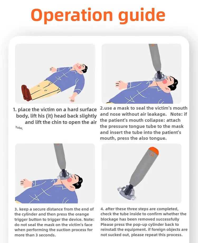 Automatic anti-choking rescue device for first aid for adults and children, home choking device, emergency suction machine, CPR anti-choking