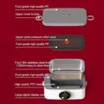 ADAK Self Heating Rechargeable Lunch Box - 60W Electric Food Heater with 5-Gear Heating Function, Adjustable Timing (20-60min)