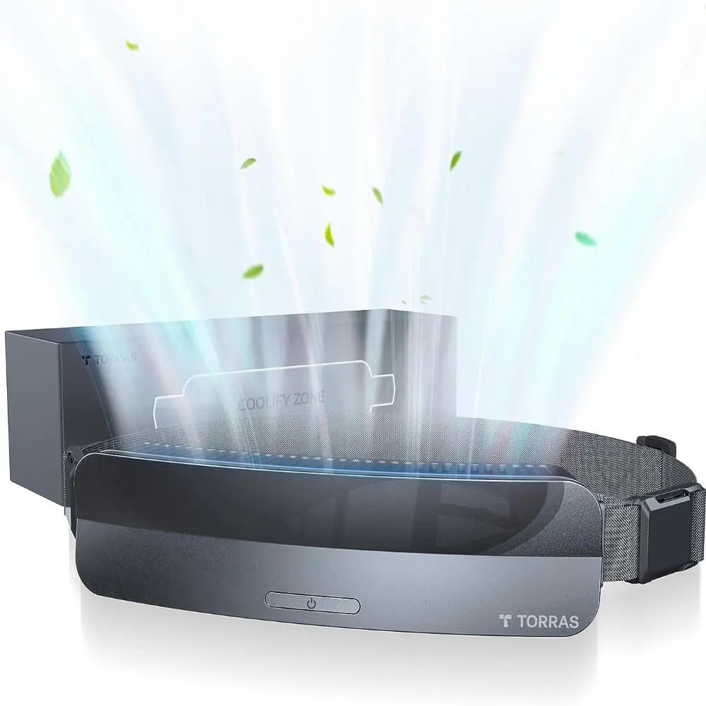 Torras COOLIFY ZONE Wearable Waist Fan, Belt Fan with Unique PCM, Personal Fan, Portable Fan Large Air Volume, Travel Fan for Camping/Outdoor, Waist Blower Runtime 15H, Moonlight Silver