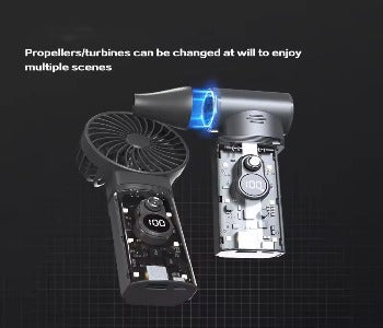 ADAK 2 in 1 Turbo Fan and Blower - Foldable Rechargeable Handheld Mini Turbo Fan with 100000RPM, 28W Powerbank, Portable LED Light
