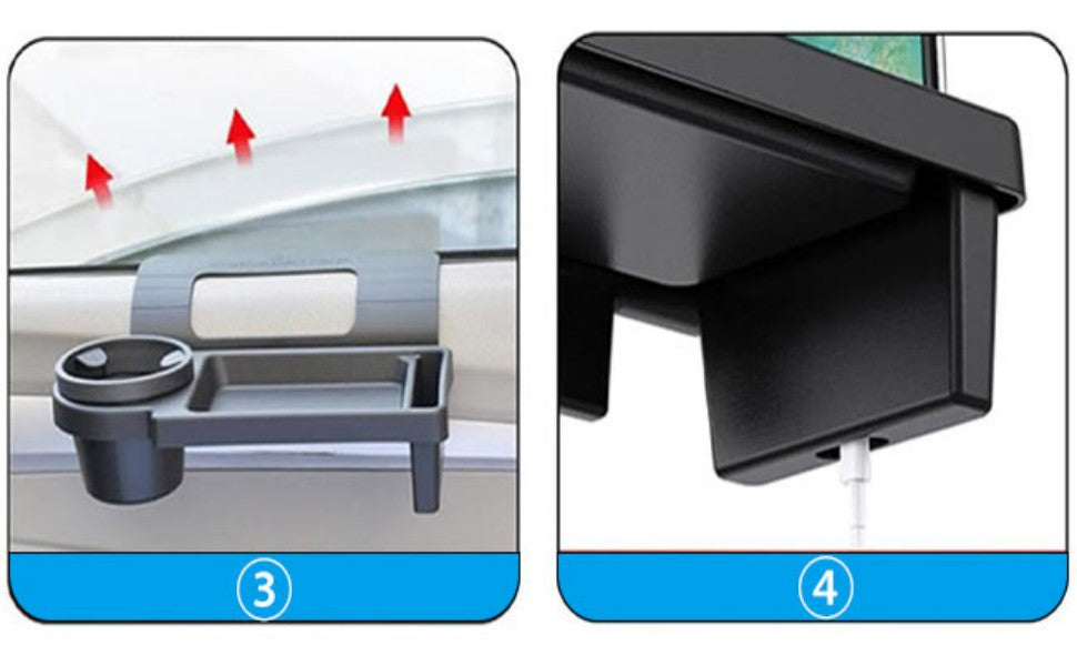 ADAK Car Window Multifunctional Storage Tray Organizer, 2024 New Door Side Hanging Organizer with Cup Holder – Seat Gap Storage Box for Phones, Keys, Bottles, and Small Items