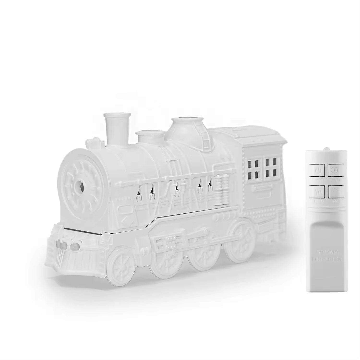Fire-Styled Train Diffuser, Retro Train Essential Oil Diffuser Humidifier 300ml, Aromatherapy Diffuser Ultrasonic Cool Mist Train Humidifier with Remote Control 2 Light 2 Mist Mode Auto Shut-Off For Office