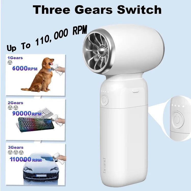 New Handheld Fan with Super Strong Wind, USB Rechargeable, Detachable 8000mAh Battery, Portable 11W Rotating Fan