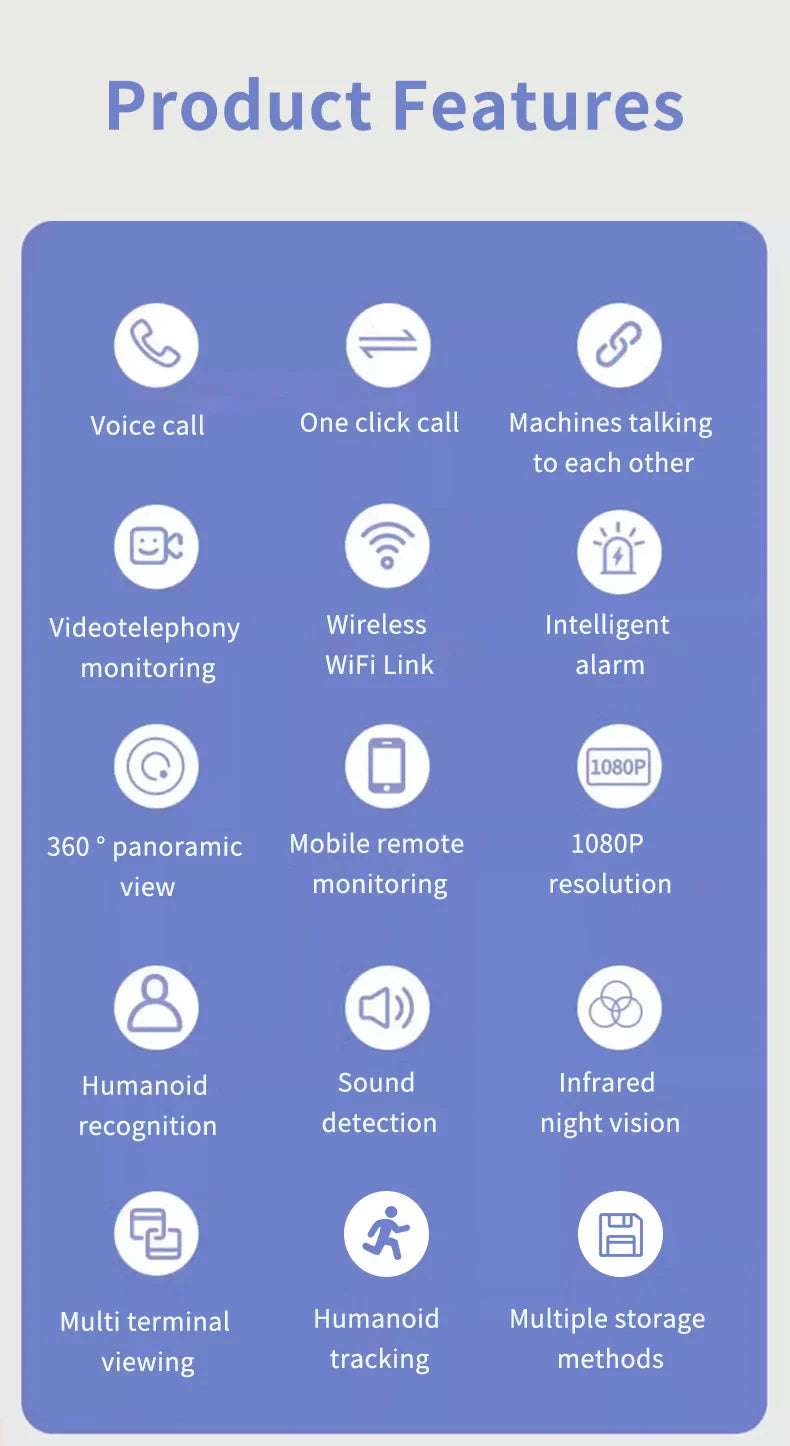NEW 1080P Video Calling WIFI HD Camera, One Click Video Call Camera Night Vision Motion Detection Home Surveillance FOR BEST GIFT