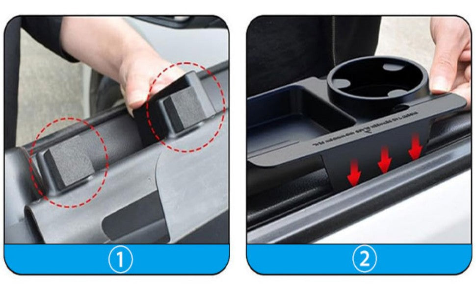ADAK Car Window Multifunctional Storage Tray Organizer, 2024 New Door Side Hanging Organizer with Cup Holder – Seat Gap Storage Box for Phones, Keys, Bottles, and Small Items