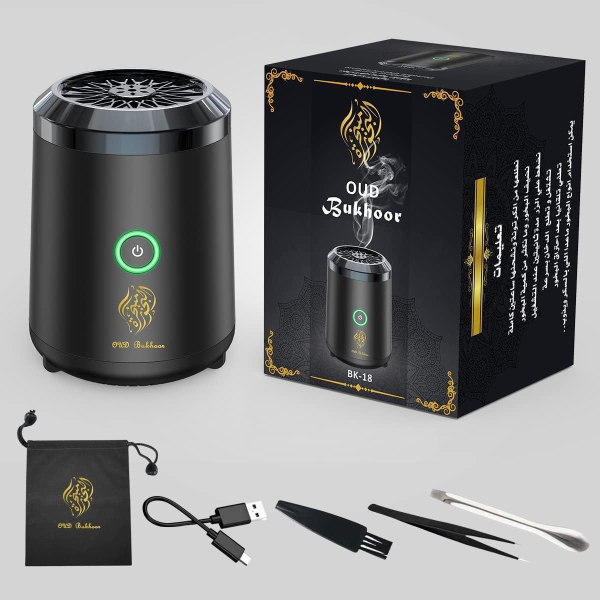 Electric Bukhoor Burner for Car, USB Type-C Powered, Rechargeable Mini Portable Incense Burner for Home, Car Mounted Aromatherapy Device