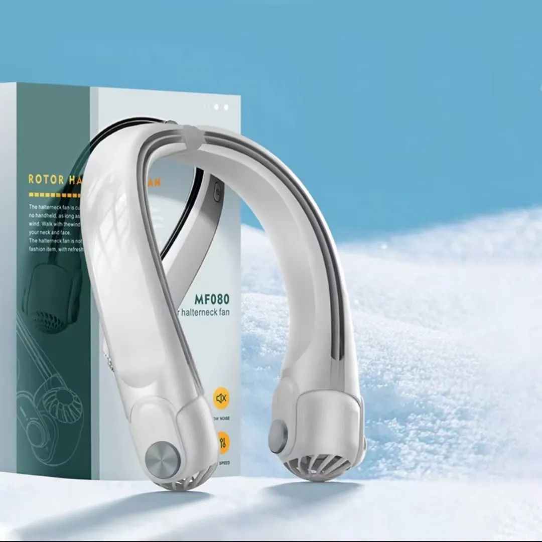 Portable Wearable Neck Fan with DC Silent Motor, Rechargeable Bladeless Design, Lightweight Personal Cooling Device