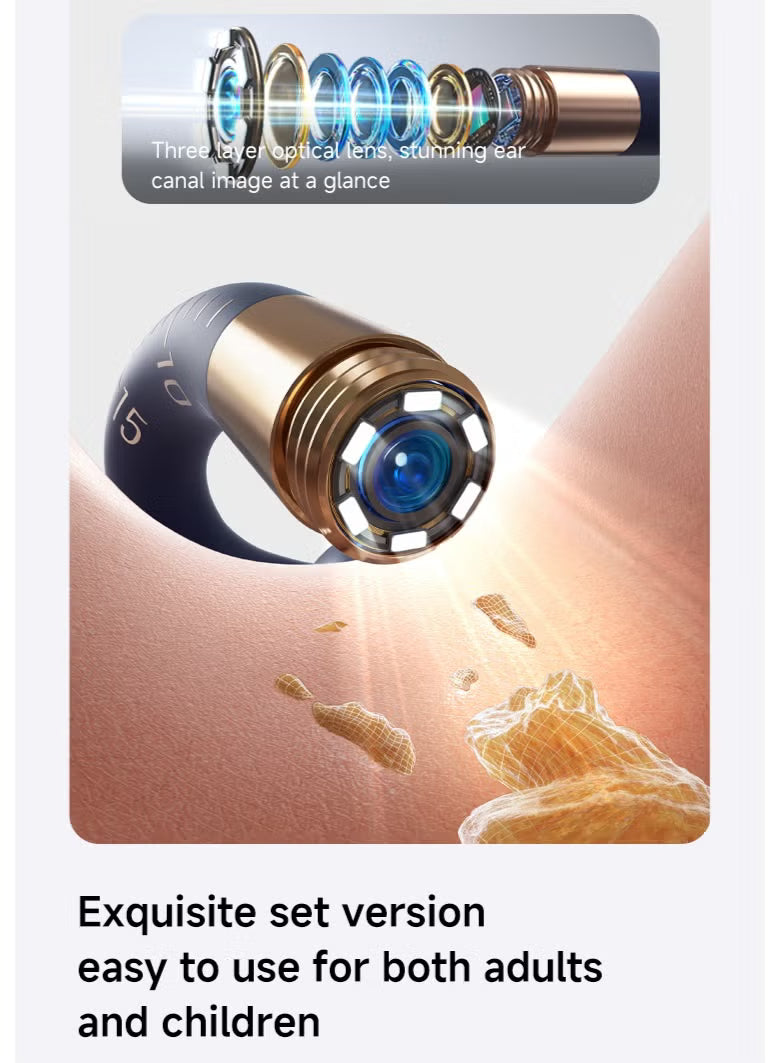 Earsight Plus: Ear Wax Removal Tool Camera & Light, Visual Earwax Cleaner with Cleaning Kit As Spade/Spoon/Picker/Tweezers Clean Ears for Family, Ear-Scope Wireless WiFi Connect (Dark Blue)