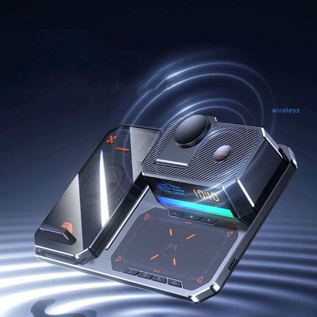 T50 5-in-1 Magnetic Wireless Charger Phone Watch Earphone Charging Stand with Clock & Speaker(White)