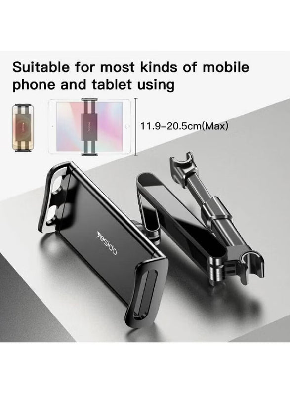 Yesido C117 Car Tablet Headrest Mount Holder For Seat 360 Degree Rotation Compatible With 4.7Inch To 12.9 Inch, Tablets/Iphone 13/Ipads/Smartphones