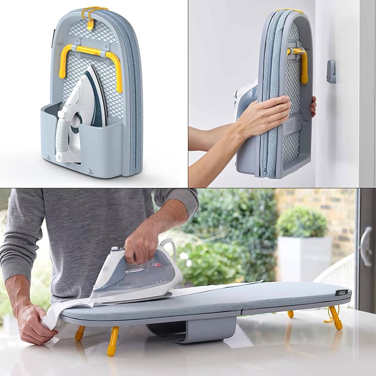 Wall-Mounted Ironing Board Space-Saving Folding Legs Heat-Resistant Cloth Cover Iron Storage Use Clothing Designed Small Spaces