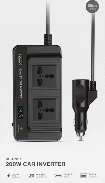 200W Car Power Inverter | Cigarette Lighter to AC Outlet Converter & Multi-port Fast Charger