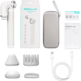 Kica EVO MINI Foldable Massage Gun, Portable Deep Tissue Muscle Massager with 3200RPM, Variable Speed, 5 Heads, 90° Foldable Rotation Angle, 235mm Extendable Handle