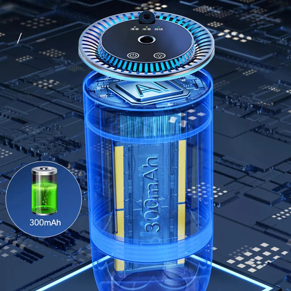 WinDawn Smart Car Air Fresheners Diffuser: Cologne Waterless Diffuser with Star Projector, 120 Days Long-lasting Perfume, Adjustable Concentration, Auto On/Off, Built-in Battery - Black