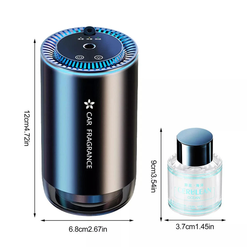 WinDawn Smart Car Air Fresheners Diffuser: Cologne Waterless Diffuser with Star Projector, 120 Days Long-lasting Perfume, Adjustable Concentration, Auto On/Off, Built-in Battery - Black