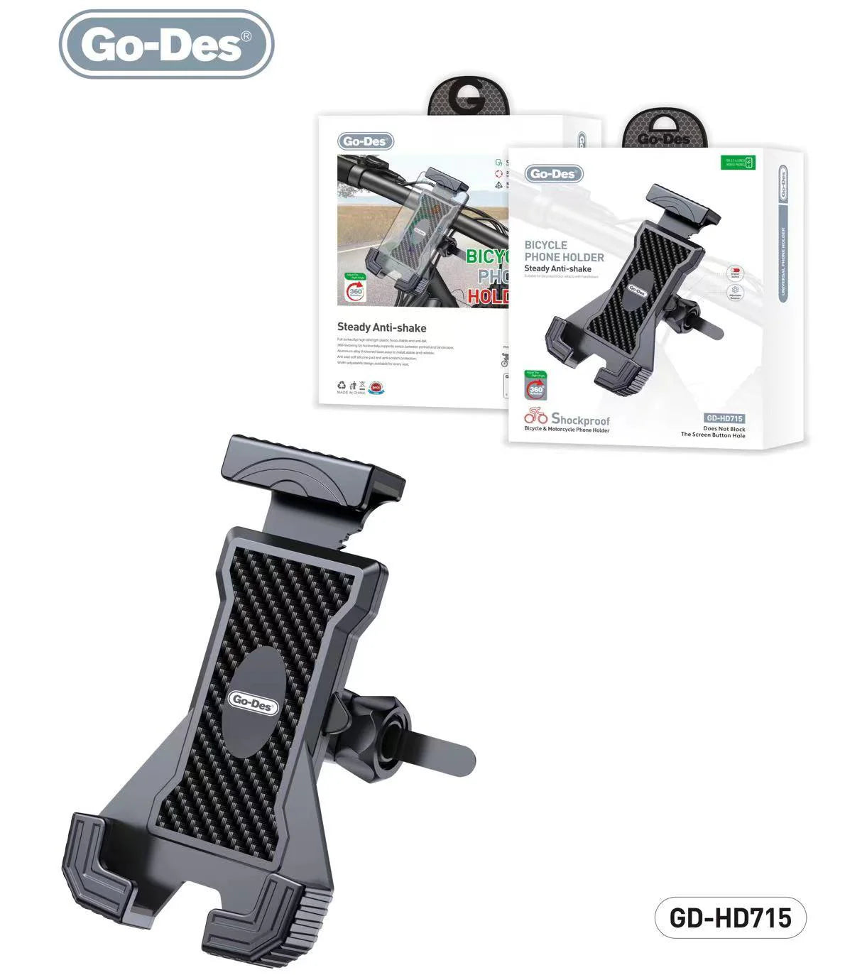 Go-Des Electric tricycles phone holder motorcycle phone holder electric bikes atvs Bicycle Rearview Mirror Cell Phone Holder Bike phone holder