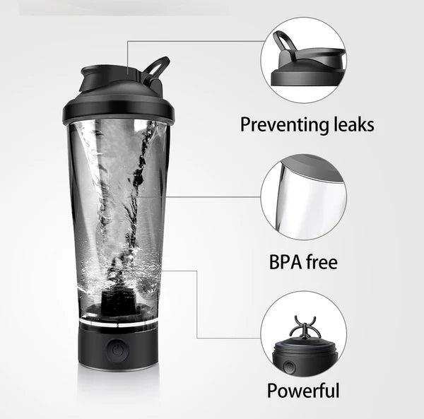 Portable Electric Protein Shaker Bottle - 600ml Rechargeable Mixing Cup, 10,000 RPM High-Speed Motor, BPA-Free Mixer for Protein Shakes & Pre-Workout