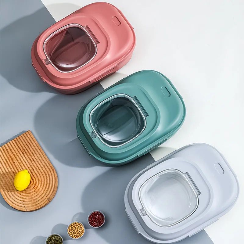 25kg Household Folding Rice Bucket, Moisture-Proof Kitchen Storage Box for Rice, Noodles, and Flour