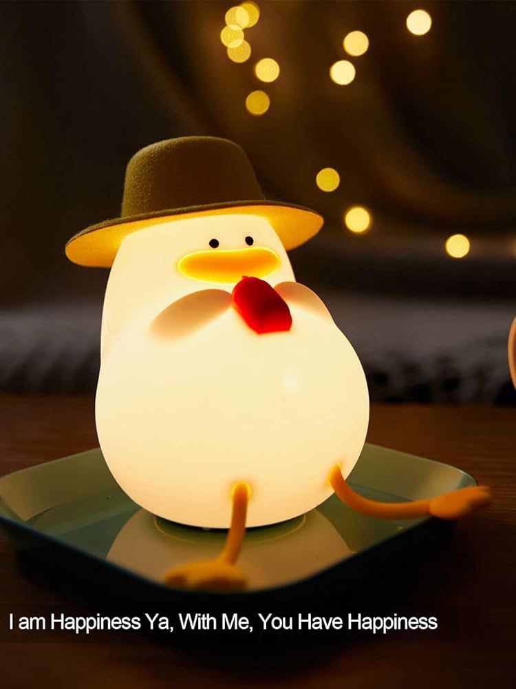 Happy Duck Kids Night Light, Dimmable Silicone Lamp for a Soothing Bedtime Ambiance, Cute and Soft Silicone Nightlight for Children