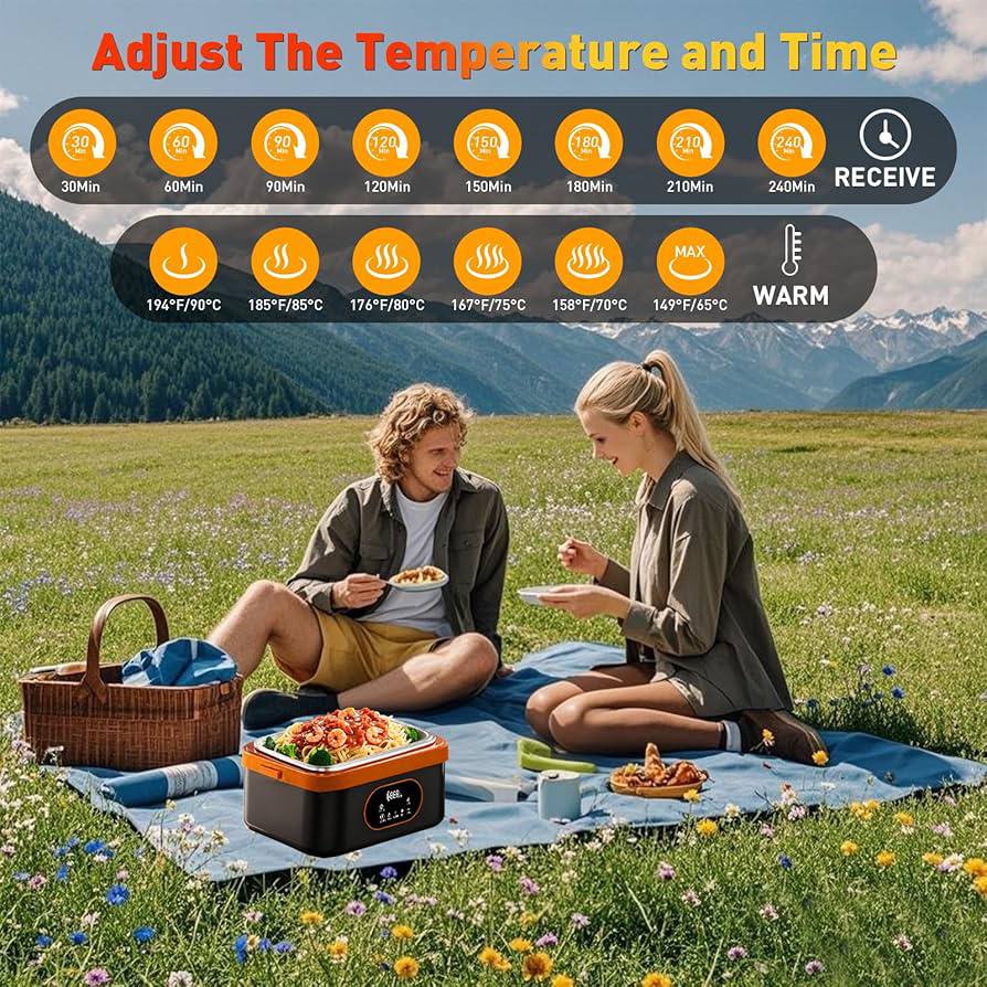 1.5L Smart Electric Heating Lunch Box - Cordless Rechargeable Food Warmer with 304 Stainless Steel Liner